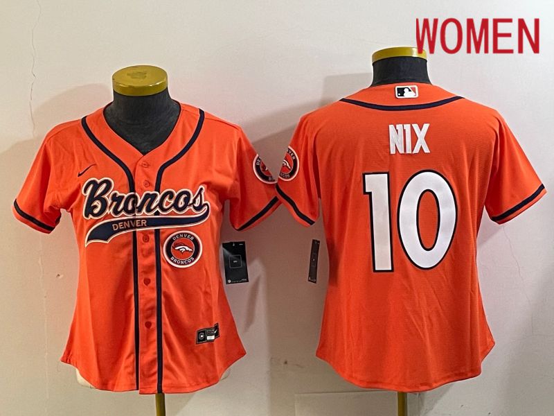 Women Denver Broncos #10 Nix Orange Joint Name 2024 Nike Limited NFL Jersey style 3->women nfl jersey->Women Jersey